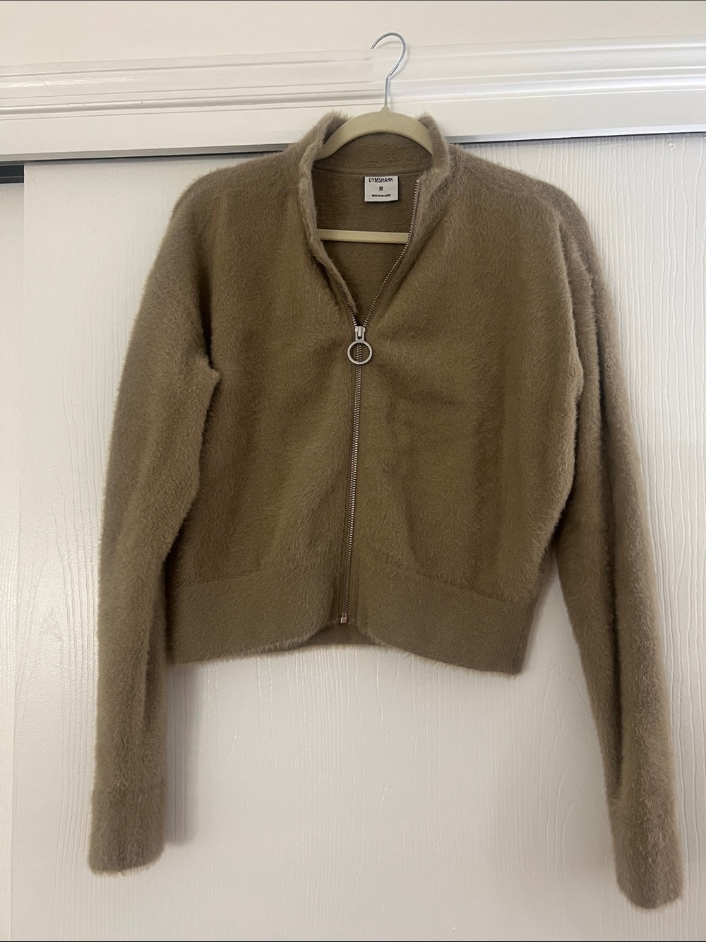 Whitney Simmons For Gymshark Taupe Fuzzy Zip-Up Teddy Jacket